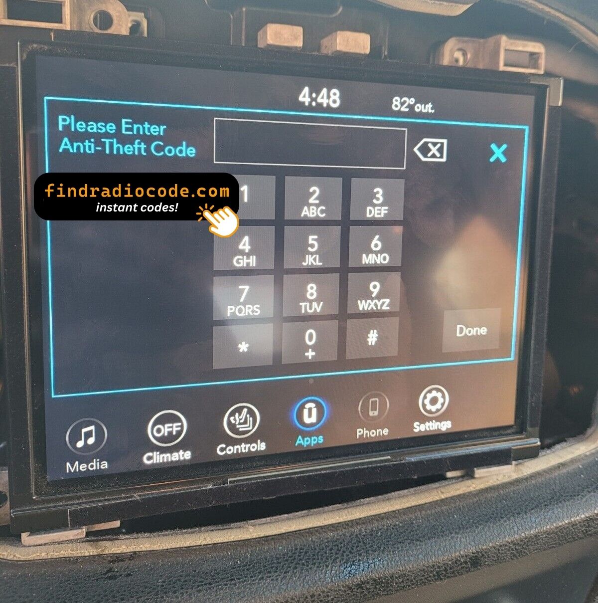 Chrysler Uconnect 8.4
 4 digit unlock code for this radio